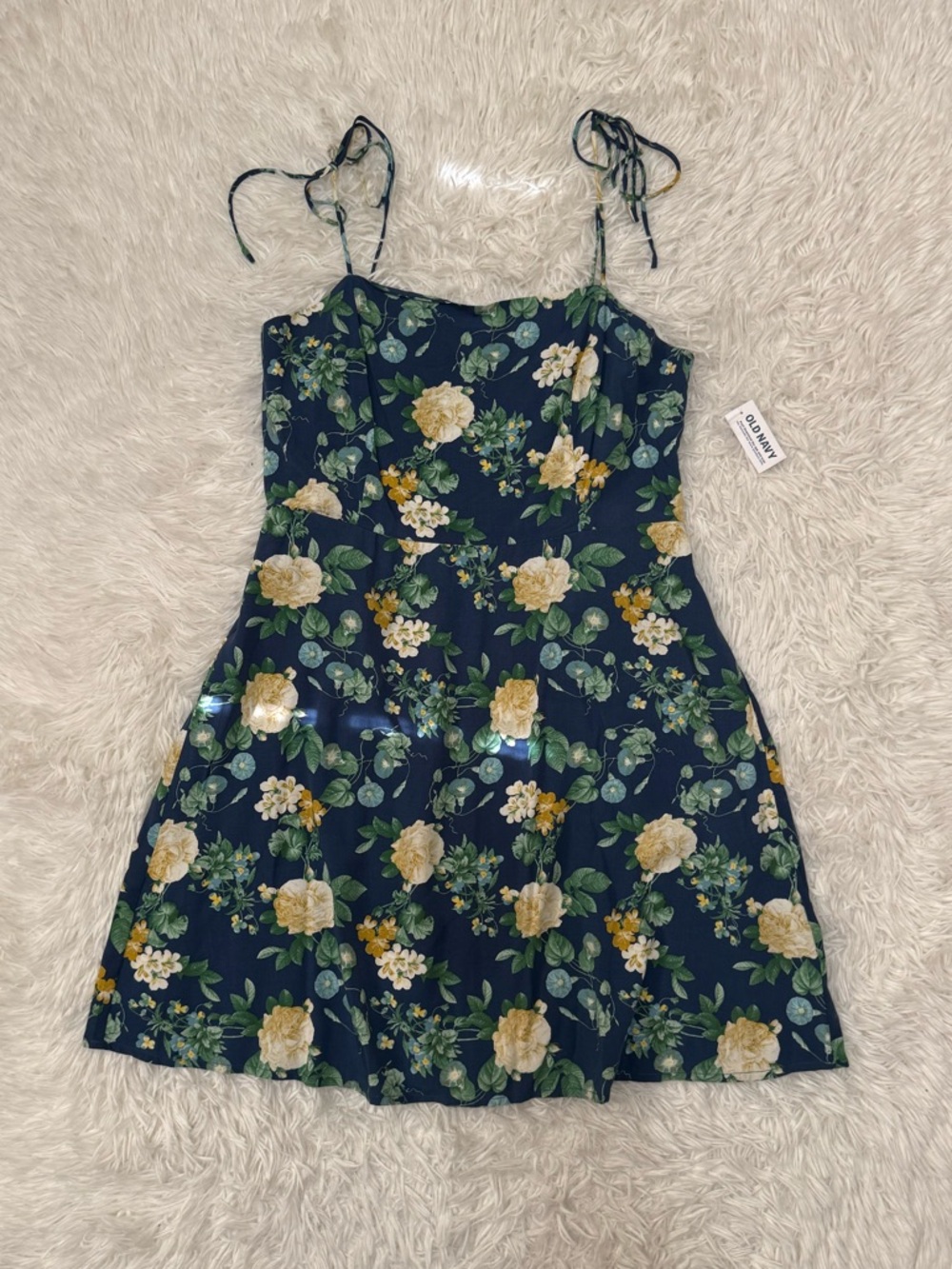 Old Navy Navy Floral Tie-Strap Mini Dress Old Navy Floral Dress - Picture 2 of 5